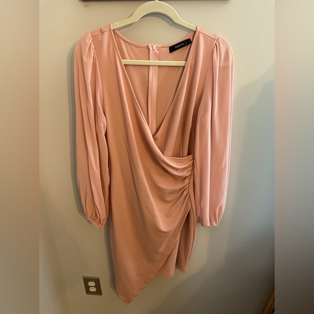 Pink blush color dress.
